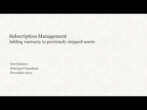 Oracle Subscription Management - Adding warranties to existing assets