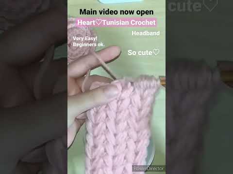 Very easy! Heart Tunisian Crochet. Headband. For beginner. #shorts