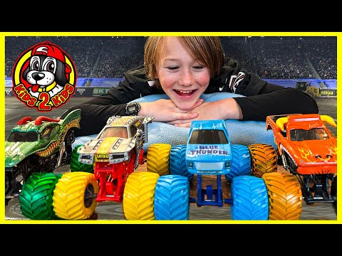 Our FAVORITE INDOOR Monster Truck Play COMPILATON (DIY Arena, RC Grave Digger, Freestyle Highlights)