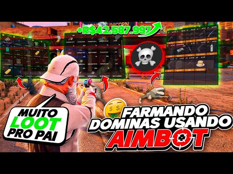 ENTREI NO DOMINAS E FARMEI MUITO LOOT COM A OPCAO MAIS APELONA DO MOD MENU - GTA RP (TIKI MENU)