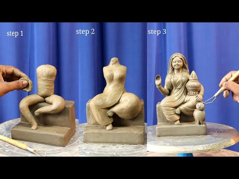 Very easy Laxmi mata murti making with clay | clay art