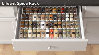 Expandable Spice Rack, Spice Drawer Organizer Insert for Kitchen Cabinet, Pantry, Countertop