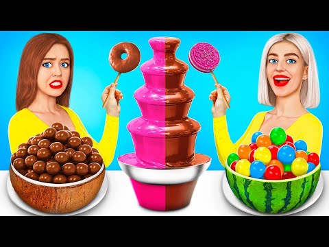 Chocolate Fountain Fondue Challenge | Extreme Chocolate Food Challenge