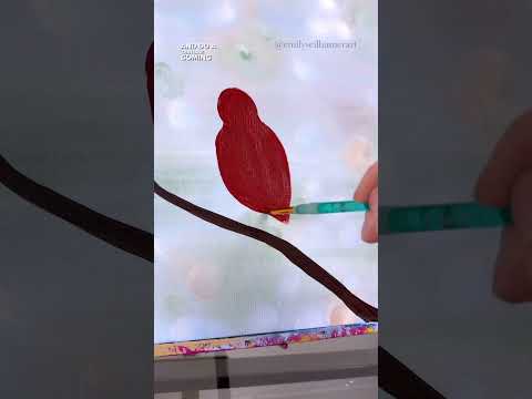 [clip] How to paint a cardinal for beginners 🎨💕 #tutorials #easypainting #beginner #acrylicpainting