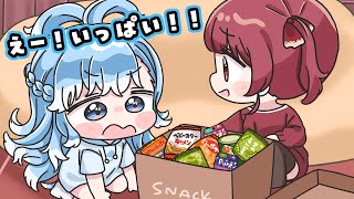 【手描き】マリン船長から日本のお菓子をいっぱいもらえて大喜びするこぼちゃん【宝鐘マリン/こぼかなえる/ホロライブ/もちみこ】