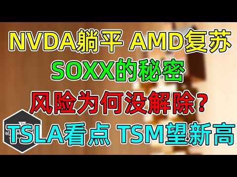 美股 NVDA躺平，AMD复苏！SOXX的秘密，风险为何没解除？TSLA收于52周高点！TSM下跌趋势结束！