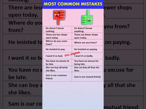 Most Common Mistakes in English Sentences You Need to Avoid! ||Grammar Mistakes #shorts  VS ENGLISH