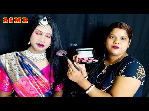 ASMR~ Doing My Elder Brother Transformation Weeding Party Bridal Makeup|( Tingles ) 🌹❤️💋