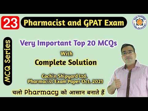 Top 20 MCQs with Complete solution | Pharmacist Exam Preparation | GPAT Exam Preparation