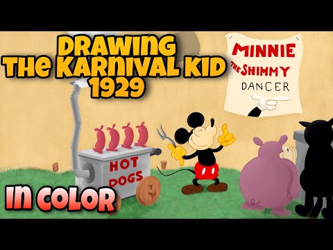 Drawing Mickey Mouse from The Karnival Kid (in Color)