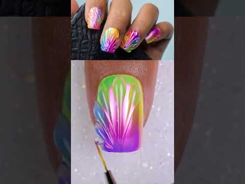 Rainbow Shell Nail Art Tutorial | Summer Nails Inspo #shorts #nailtutorial #colorful #design