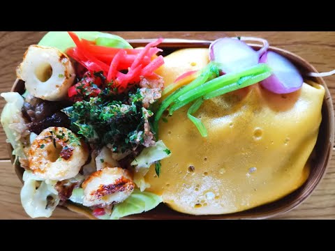 How to make Omu soba(Japanese omelette with stir-fried noodles)for bento box | オムそば弁当の作り方