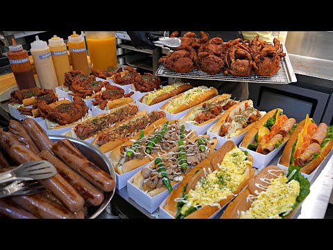 Toppings overflowing! Special American Style Hot Dog Sandwich - TOP 3 / Korean Street Food