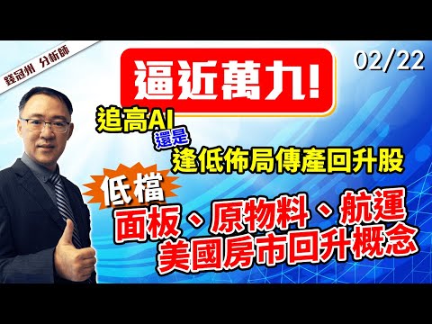 2024/02/22  逼近萬九!追高AI還是逢低佈局傳產回升股，低檔: 面板、原物料、航運、美國房市回升概念  錢冠州分析師