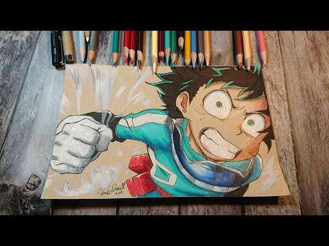 Color pencil drawing anime | Deku 緑谷出久| My Hero Academia(ドクターストーン ) | TenK Draws