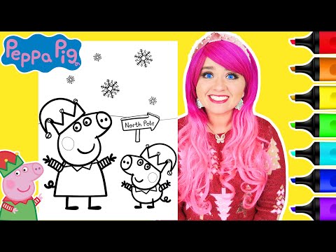 Coloring Peppa Pig & George Christmas Elf Coloring Page | Ohuhu Art Markers