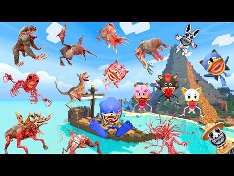 🚢 MINECRAFT REALISTIC NEW ZOOCHOSIS MONSTERS ANIMALS / SONIC TAPES FAMILY SPARTAN KICKING in Gmod !