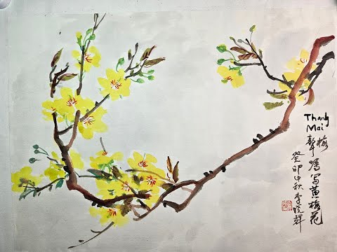 Exploring Yellow Apricot Flowers: A Journey in Chinese Brush Painting with Henry Li 1/4