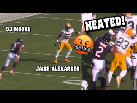 DJ Moore Vs Jaire Alexander FIGHT & TRASH TALK! 🤬 2023 Packers Vs Bears highlights