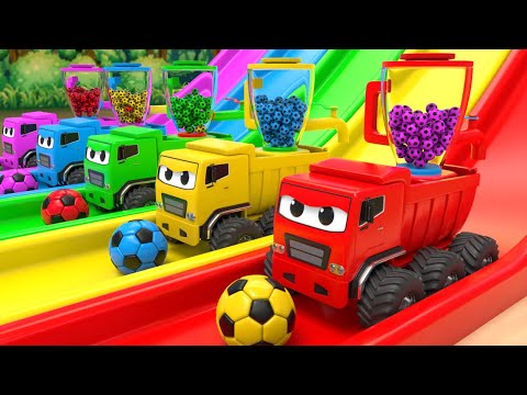 Colors with Street Vehicles | Soccer Ball pool | Colors for Children | Monster Truck Colors for kids