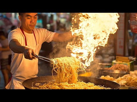 🇹🇭 CRAZY COOKING SKILLS IN CHINATOWN BANGKOK, WALKING TOUR & STREET FOOD HEAVEN, 4K HDR