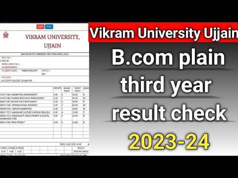 Bcom third year result 2023-24 aa gaya ese check kre Vikram University Ujjain