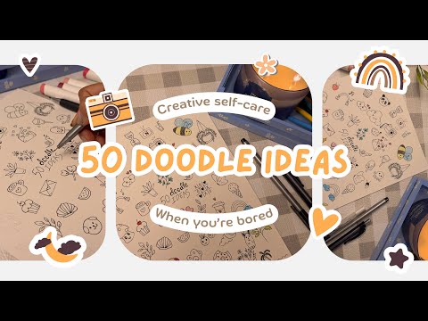 50 easy doodle ideas: creative self-care☁️✨doodle & de-stress💗🦋my first art vlog🌻