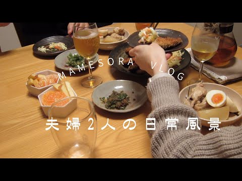 【夫婦2人の日常風景】卵なしのかき揚げと作り置き2種類そしておうち居酒屋風😃