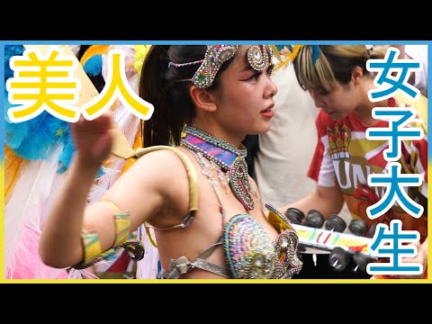 4K 美人女子大生 サンバ かわいい ウニアン としま七夕まつり Japanese Samba 豊島中央通り商店街 2022