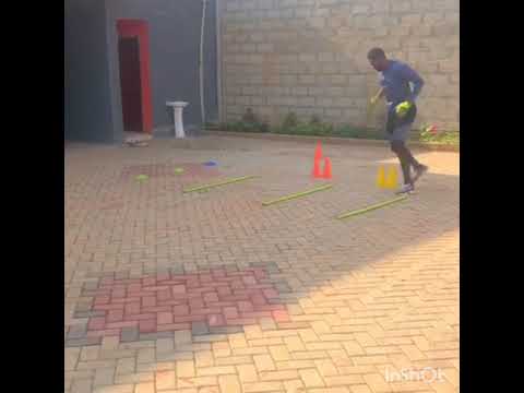 Uganda Cranes custodian Salim Jamal special training with Black Spider director Swaibu Ssebagala.