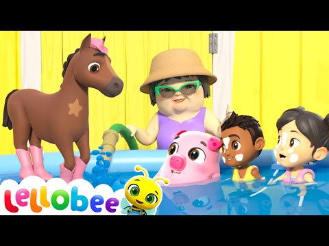 Biggest Splash Wins! 💦 Farm Fun with Ella, Rishi & the Animals | 🍯 Lellobee Kids Songs & Cartoons!