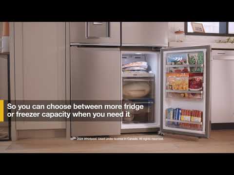 Whirlpool® 36-Inch Counter Depth 4 Door Refrigerator with Ice Maker in Door - Freezer-to-Fridge Zone