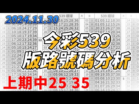 【今彩539】 【上期中25 35】【2024/11/30】【今彩539參考號碼：04 05 13 24 35 36】【本期特別參考號碼：04 06 16 23】