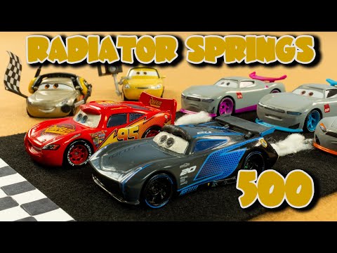 Radiator Springs 500 1/2 Disney Cars locker room backwards racing Lightning McQueen vs Jackson Storm