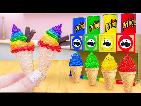 🍫Rainbow Ice Cream 🍫 Beautiful Miniature Rainbow Ice Cream Decorating Ideas by Lotus Cakes🍫