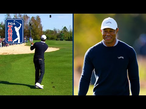 Tiger Woods throws a DART to set up birdie at PNC Championship | 2024