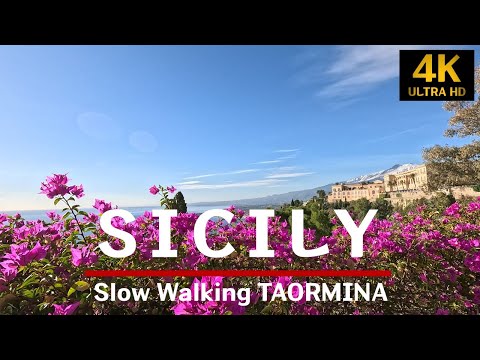 Slow Walking Sicily   I   Walking along the cliff road Taormina   I  시칠리의 심장 타오르미나를 함께 걸어요