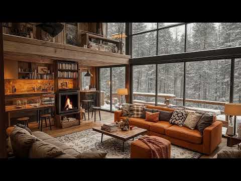 Relaxing Jazz Music for Sleep, Studying - Cozy Winter Cabin Room Ambience ~ Smooth Jazz Instrumental