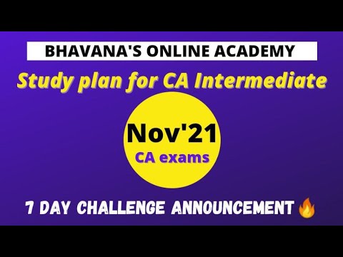 November '21 CA Intermediate Exams - Study Plan || 7 day challenge announcement