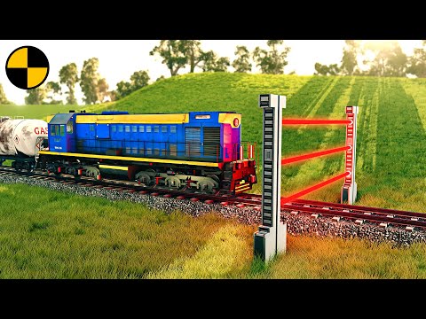 Trains vs Laser Gate 😱 BeamNG.Drive