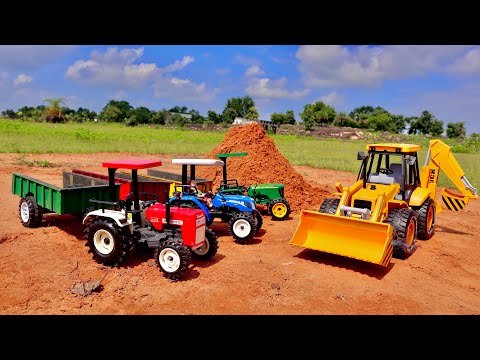 JCB Backhoe Loader Loading Soil in Tractor Trolley |Swaraj 855 FE, John Deere 5310, New Holland 3630