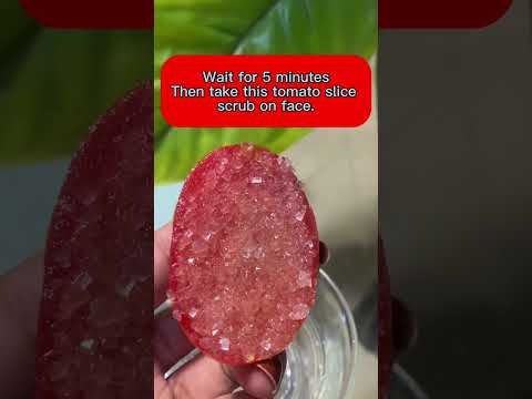 Tomato scrub for skin whitening 100% results💯😍#sugar  #shorts_ #shortsfeed #youtubeshorts #tomato