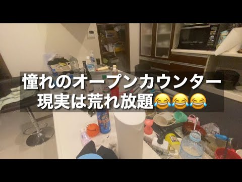 【キッチンリセット】憧れのオープンカウンター✨現実はこんなもん😱【掃除しろ】