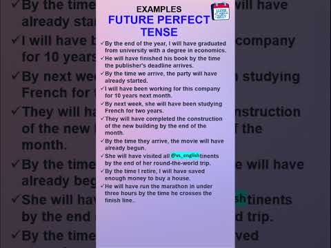 Future Perfect Tense - Examples #futuretense #futureperfecttense  #tense  #shorts VS ENGLISH