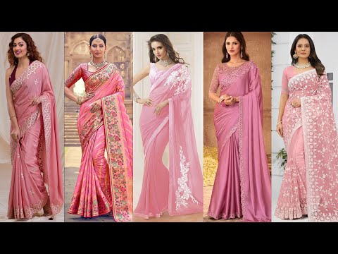 Designer Pink Saree Idea/Trendy Pink Saree Styles 2024/Stylish Pink Saree Lookbook/Pink Saree Trends