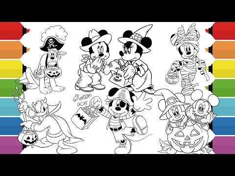 Mickey Mouse Halloween Coloring Pages | Mickey, Minnie, Donald Duck & Pluto