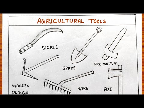 How to draw agriculture tools | Agriculture tools sketch drawing easy | Farmer essential tools