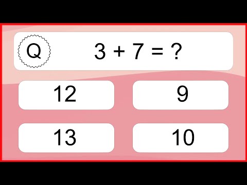 20 Addition Quiz Exercises for Kids