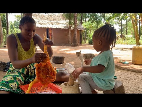 African Village Life Of Our Organic Mom #cooking Delicious Organic Berbecue Chicken For Dinner