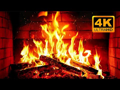 FIREPLACE 4K 🔥 Fireplace video with Burning Logs & Fire Sounds. Christmas Fireplace